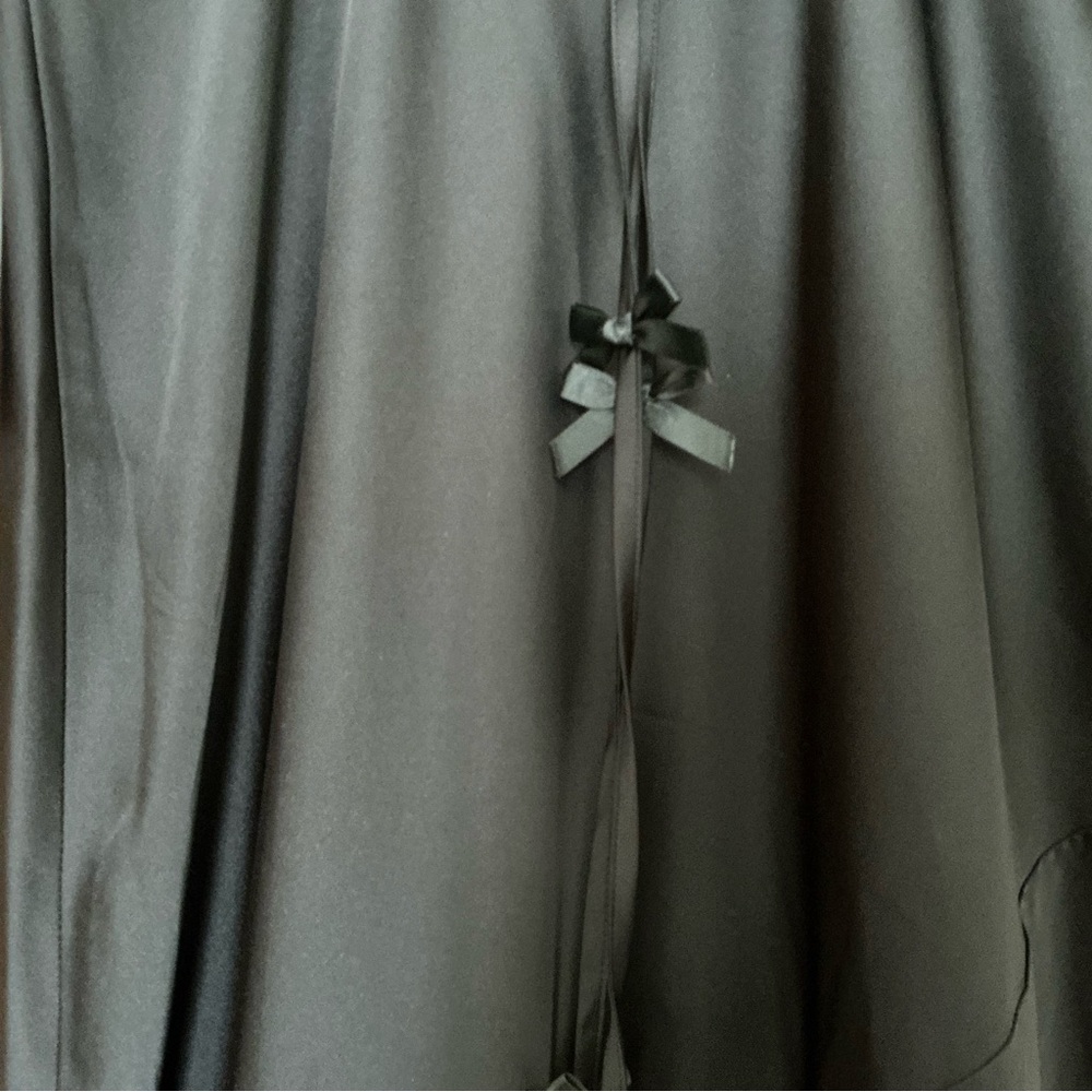 Crystal Doll Black Satin Slip Dress Bow Straps Event Wedding Guest Party Glam L - Picture 8 of 10